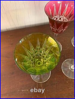 5 verres couleur modèle Tarn en cristal de Saint Louis (prix à la pièce)