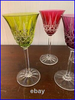 5 verres couleur modèle Tarn en cristal de Saint Louis (prix à la pièce)