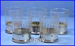5 verres cristal cordial porto bague argent massif minerve saint louis
