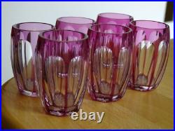 6 ANCIENS VERRES A LIQUEUR CRISTAL SAINT LOUIS DOUBLER COLORER AMETHYSTE ht 5 cm