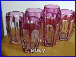 6 ANCIENS VERRES A LIQUEUR CRISTAL SAINT LOUIS DOUBLER COLORER AMETHYSTE ht 5 cm