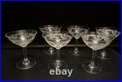 6 Coupes À Champagne en Cristal de Saint Louis modèle MANON H 12 Cm Anciennes