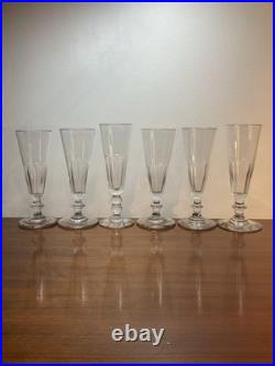 6 Coupes Ou Flûtes À Champagne Cristal Taillé, Modèle Caton, Baccarat St Louis