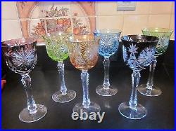 6 GRANDS VERRES A PIEDS CRISTAL DE COULEUR baccarat! St louis! Du rhin
