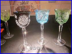 6 GRANDS VERRES A PIEDS CRISTAL DE COULEUR baccarat! St louis! Du rhin