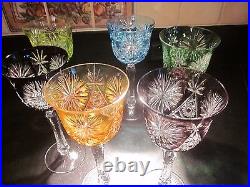 6 GRANDS VERRES A PIEDS CRISTAL DE COULEUR baccarat! St louis! Du rhin