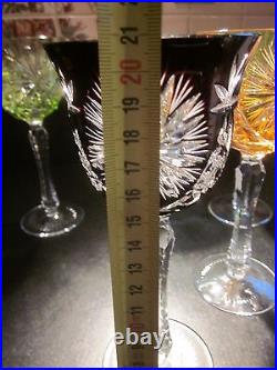 6 GRANDS VERRES A PIEDS CRISTAL DE COULEUR baccarat! St louis! Du rhin