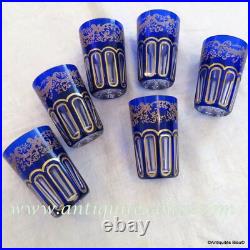 6 Gobelets RABAT à thé 9cm bleu cobalt et or en Cristal de Saint Louis signé 6 Gobelets RABAT à thé 9cm bleu cobalt et or en Cristal de Saint Louis signé