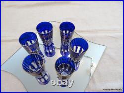 6 Gobelets RABAT à thé 9cm bleu cobalt et or en Cristal de Saint Louis signé 6 Gobelets RABAT à thé 9cm bleu cobalt et or en Cristal de Saint Louis signé