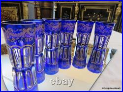 6 Gobelets RABAT à thé 9cm bleu cobalt et or en Cristal de Saint Louis signé 6 Gobelets RABAT à thé 9cm bleu cobalt et or en Cristal de Saint Louis signé