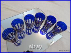 6 Gobelets RABAT à thé 9cm bleu cobalt et or en Cristal de Saint Louis signé 6 Gobelets RABAT à thé 9cm bleu cobalt et or en Cristal de Saint Louis signé