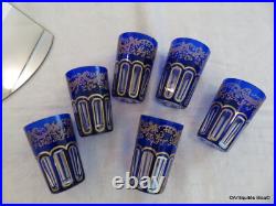 6 Gobelets RABAT à thé 9cm bleu cobalt et or en Cristal de Saint Louis signé 6 Gobelets RABAT à thé 9cm bleu cobalt et or en Cristal de Saint Louis signé