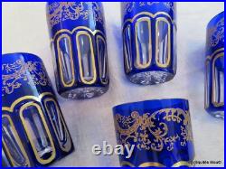 6 Gobelets RABAT à thé 9cm bleu cobalt et or en Cristal de Saint Louis signé 6 Gobelets RABAT à thé 9cm bleu cobalt et or en Cristal de Saint Louis signé