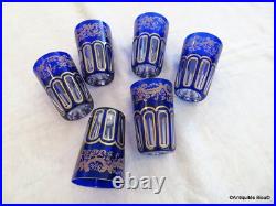6 Gobelets RABAT à thé 9cm bleu cobalt et or en Cristal de Saint Louis signé 6 Gobelets RABAT à thé 9cm bleu cobalt et or en Cristal de Saint Louis signé