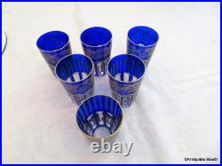 6 Gobelets RABAT à thé 9cm bleu cobalt et or en Cristal de Saint Louis signé 6 Gobelets RABAT à thé 9cm bleu cobalt et or en Cristal de Saint Louis signé