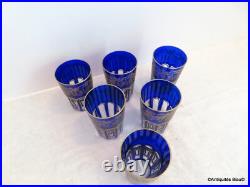 6 Gobelets RABAT à thé 9cm bleu cobalt et or en Cristal de Saint Louis signé 6 Gobelets RABAT à thé 9cm bleu cobalt et or en Cristal de Saint Louis signé