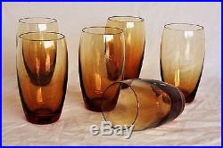 6 Gobelets en cristal de Saint Louis modèle Fanfare Uni coloris ambre