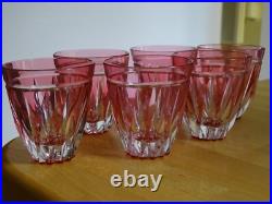6 VERRES A APERITIF CRISTAL TAILLER DOUBLER COLORER ROUGE ht 6 cm STYLE ST LOUIS