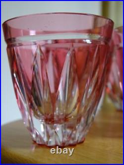 6 VERRES A APERITIF CRISTAL TAILLER DOUBLER COLORER ROUGE ht 6 cm STYLE ST LOUIS