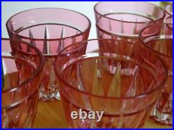 6 VERRES A APERITIF CRISTAL TAILLER DOUBLER COLORER ROUGE ht 6 cm STYLE ST LOUIS