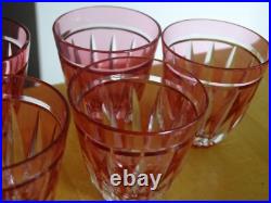6 VERRES A APERITIF CRISTAL TAILLER DOUBLER COLORER ROUGE ht 6 cm STYLE ST LOUIS