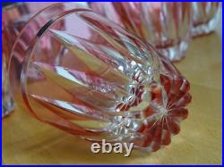 6 VERRES A APERITIF CRISTAL TAILLER DOUBLER COLORER ROUGE ht 6 cm STYLE ST LOUIS