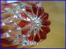 6 VERRES A APERITIF CRISTAL TAILLER DOUBLER COLORER ROUGE ht 6 cm STYLE ST LOUIS