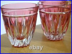 6 VERRES A APERITIF CRISTAL TAILLER DOUBLER COLORER ROUGE ht 6 cm STYLE ST LOUIS