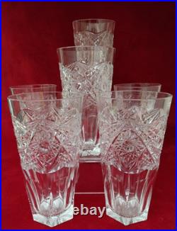 6 VERRES à ORANGEADE en CRISTAL TAILLE, Haut 13 cm BACCARAT, SAINT LOUIS