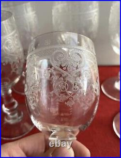 6 Verres A Eau En Cristal Gravé Baccarat Ou St Louis