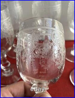 6 Verres A Eau En Cristal Gravé Baccarat Ou St Louis