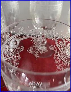 6 Verres A Eau En Cristal Gravé Baccarat Ou St Louis