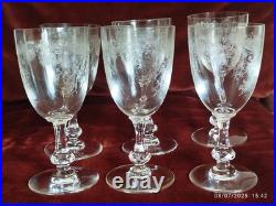 6 Verres A Vin Rouge En cristal de st Louis modèle Cleo Massenet Gravé 14,5cm
