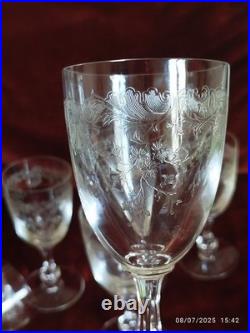 6 Verres A Vin Rouge En cristal de st Louis modèle Cleo Massenet Gravé 14,5cm