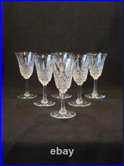 6 Verres À Vin Rouge St Saint Louis Modèle Tarn En Cristal Taillé Signé 16 Cm