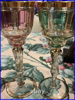 6 Verres Cristal Boheme Moser Roemer Vintage # Baccarat Saint Louis État Neuf