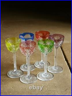 6 Verres Cristal Overlay Taille Baccarat St Louis Roemer