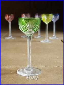 6 Verres Cristal Overlay Taille Baccarat St Louis Roemer