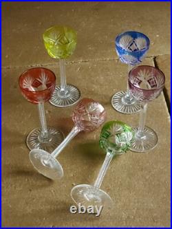6 Verres Cristal Overlay Taille Baccarat St Louis Roemer