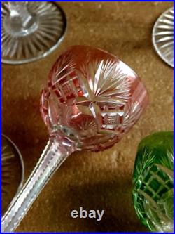 6 Verres Cristal Overlay Taille Baccarat St Louis Roemer