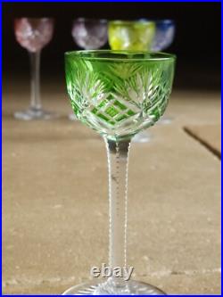 6 Verres Cristal Overlay Taille Baccarat St Louis Roemer