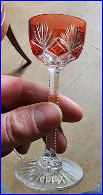 6 Verres Cristal Overlay Taille Baccarat St Louis Roemer