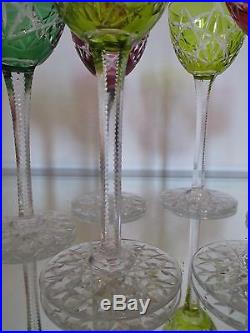 6 Verres à Vin du Rhin anciens Cristal Overlay Roemer Saint Louis Baccarat
