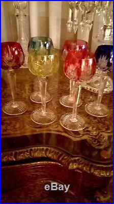 6 anciens verres cristal Saint louis couleur