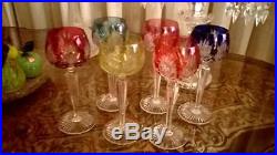 6 anciens verres cristal Saint louis couleur