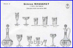 6 coupes à champagne cristal de St Louis modèle Massenet gravé côtes vénitiennes