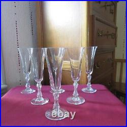 6 flûtes à champagne en cristal de saint louis modèle Lozère signé H 18,5 cm