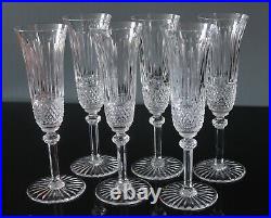 6 flûtes à champagne en cristal de saint louis modèle TOMMY H 20,5 cm signés