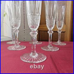 6 flutes a champagne en cristal de saint louis modèle tommy signé H 18,5 cm