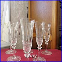 6 flutes a champagne en cristal de saint louis modèle tommy signé H 18,5 cm